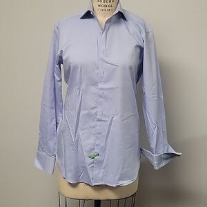 HAMMER MADE men’s dress shirt light blue with contrasting trim size 38 15